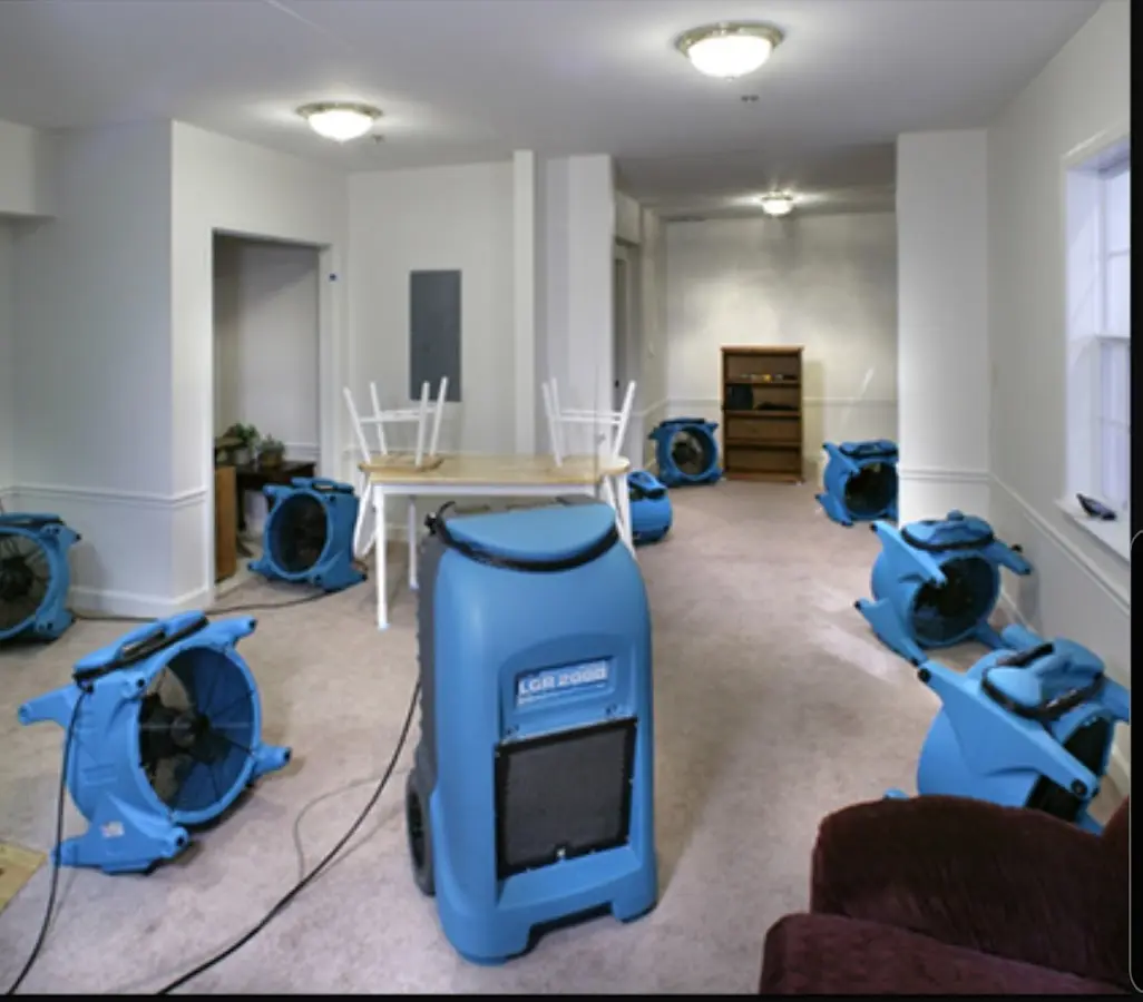 Air movers and dehumidifier setup for Water Extraction & Removal in Union Park